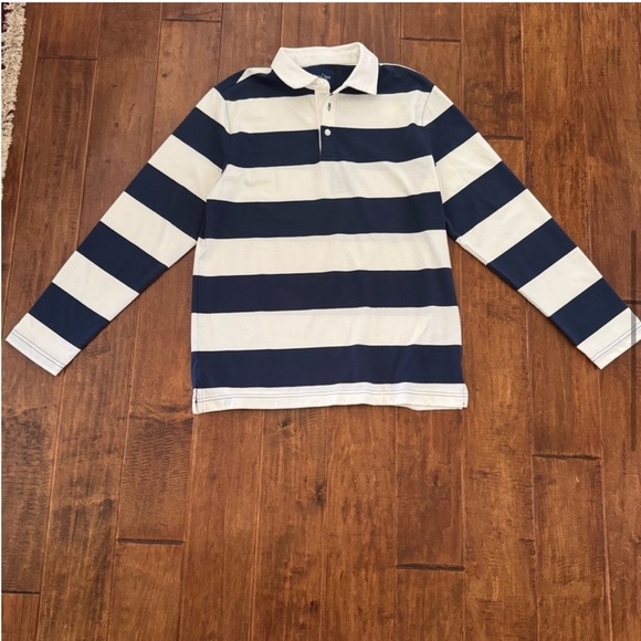 The Savile Row Company, Striped Long Sleeve Rugby Shirt, Navy/White, Size M, NWT - Picture 7 of 11